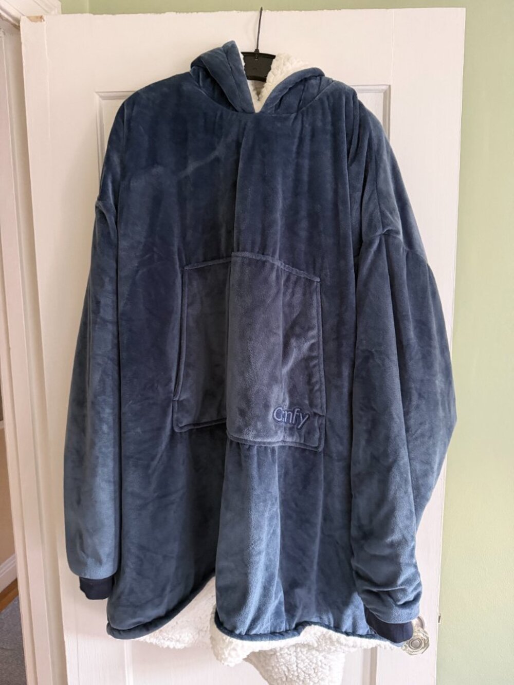 The Comfy Original Blanket Hoodie Fleece Sherpa Blanket One Size Pullover Blue